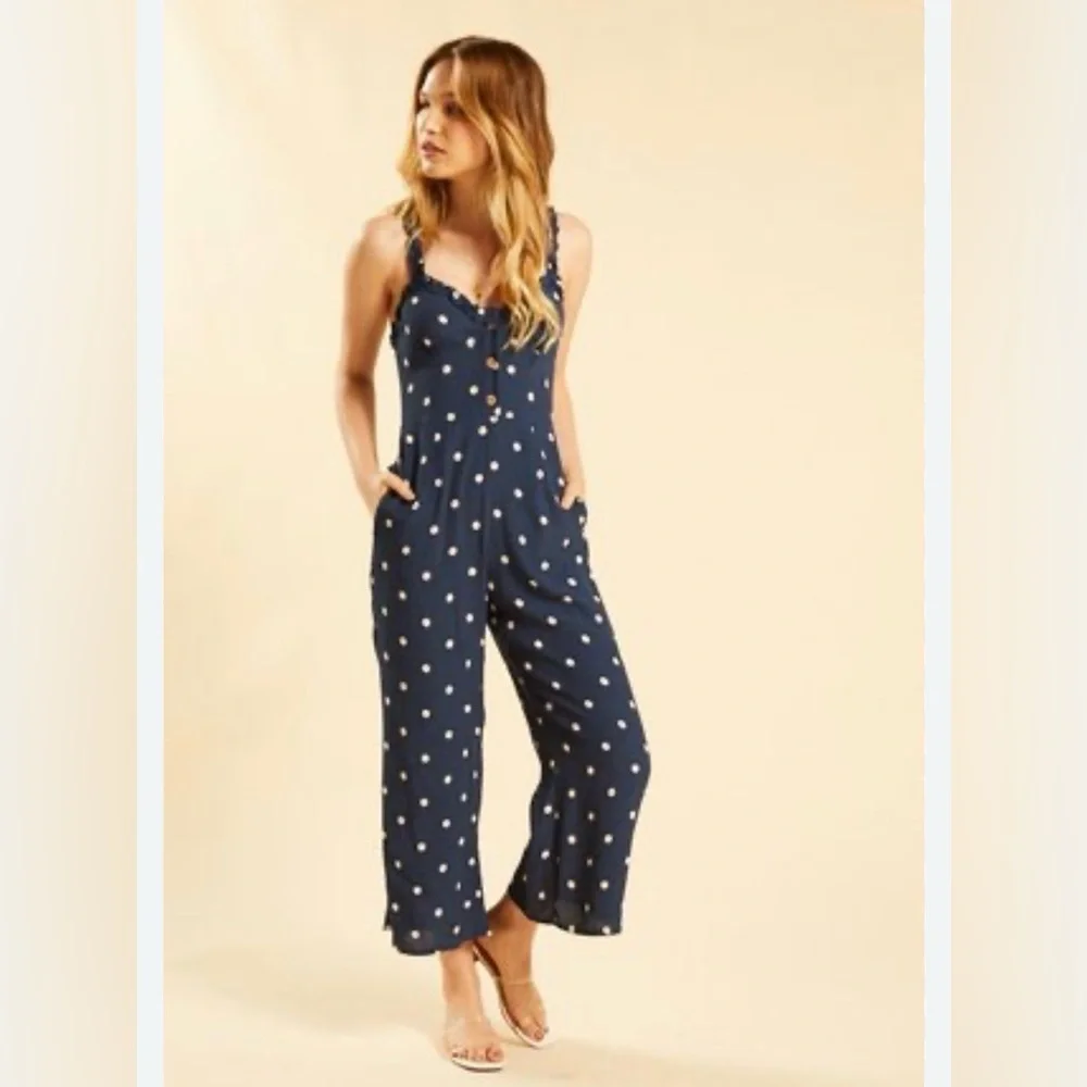 Faithfull the Brand Blue and White Jumpsuit - Picture 1 of 11